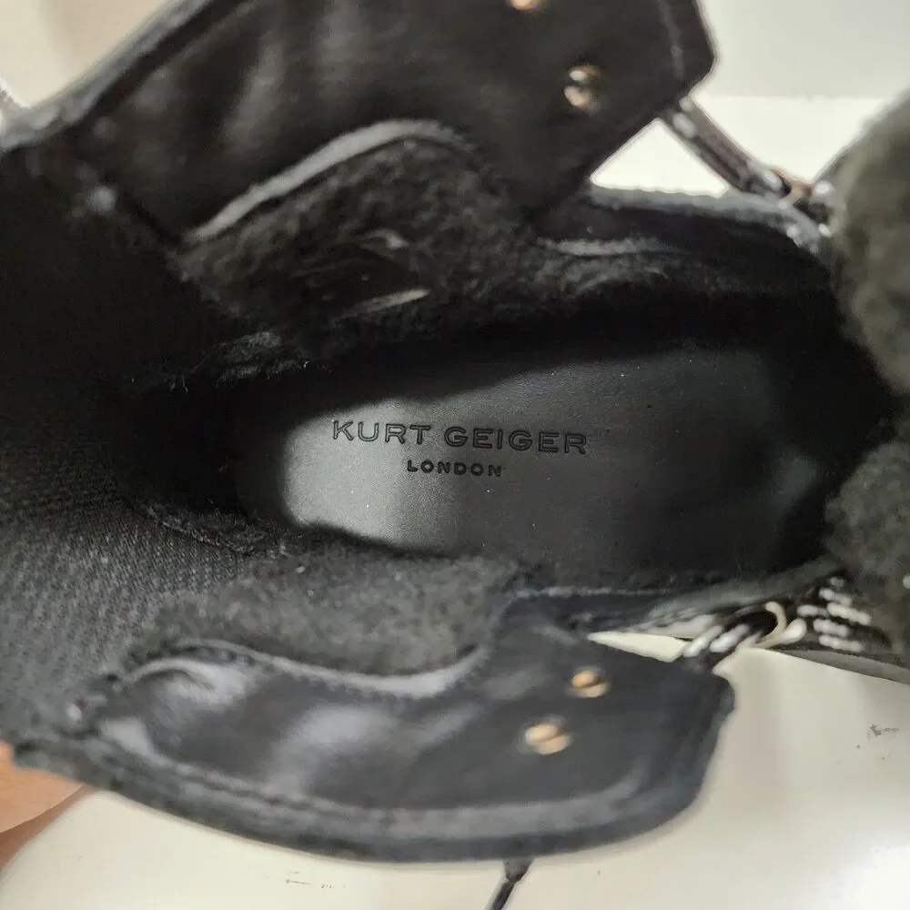 KURT GEIGER Boots VIPER HIKER Mens Size EU 43/US 10 Black Leather Suede Combat